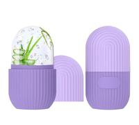 FLOWERUN 2 Piezas Ice Roller para Masaje Facial Frío, Hielo Cara Reutilizable de Silicona, Reducción de Poros y Ojeras, Refrescante y Calmante, para Cuidado de la Piel en Casa (Rayas Violeta)
