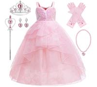 Flowhole Vestido Wicked Glinda niña disfraz Wicked Glinda niña rosa Bubble tul bruja disfraz con accesorios para niñas niños vestido princesa Cosplay Halloween Carnaval 11-12 años 02-150