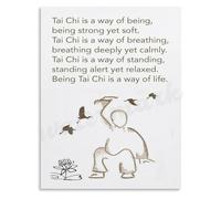 Flowing Like Water Living Like Tai Chi Art Print Quote on Canvas for Modern Living Room or Mindfulness Practice Space(Framed,12x18inch(30x45cm))