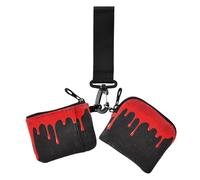 Flowing Pigment - Monederos de mujer con diseño de pigmento rojo y negro, monederos pequeños y portátiles con bolsillo para monedas con cremallera, 2 paquetes, Pigmento fluido rojo y negro, 1 size
