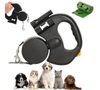Flowleash - Flowleash Double Ended Leash, Double Dog Lead for Walking 2 Dogs No Tangle, Dual Dog Leashs with Tangle-Free Swivel & Led Light, 3m Dogs Lead Retractable (Black-Battery)