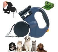 Flowleash - Flowleash Double Ended Leash, Double Dog Lead for Walking 2 Dogs No Tangle, Dual Dog Leashs with Tangle-Free Swivel & Led Light, 3m Dogs Lead Retractable (Blue-Battery)