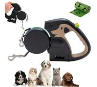 Flowleash - Flowleash Double Ended Leash, Double Dog Lead for Walking 2 Dogs No Tangle, Dual Dog Leashs with Tangle-Free Swivel & Led Light, 3m Dogs Lead Retractable (Brown-Charging)