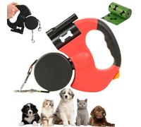 Flowleash - Flowleash Double Ended Leash, Double Dog Lead for Walking 2 Dogs No Tangle, Dual Dog Leashs with Tangle-Free Swivel & Led Light, 3m Dogs Lead Retractable (Red-Battery)