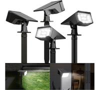 FLOWood Focos solares para exteriores, 50 LED, focos solares para jardín al aire libre, IP67, impermeable, 6500 K, luces solares de paisaje blanco frío, 3 modos de luces solares para exteriores, para