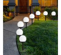 FLOWood Luz Solar LED para Jardín, Luces Globo Solares para Exteriores Luz de Estaca Globo Iluminación de Senderos para Jardín Blanco Frío