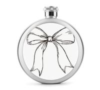 Flowy Bow Simple - Petaca de acero inoxidable para licor, botella de vino portátil de bolsillo redondo para bebida, 5 onzas