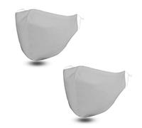 FLOWZOOM Mascarillas reutilizables - 2 pack mascarillas de tela | Mascarillas de color | Mascarilla adjustable con bolsillo para filtros | Mascarillas hombre | Plata, talla L