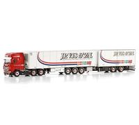 FloZ WSI para Scania S Highline CS20H 6X2 TAG AXLE Remolque refrigerado - Remolque de barra de tiro refrigerada de 3 ejes - 2 ejes para camión J.P. Vis y Zn. 1:50 modelo preconstruido