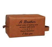 Flpoxzd Regalos para hermano, hermano regalos de hermana, regalo de cumpleaños para hermano, regalo para hermano adulto, bolsa de aseo de piel sintética resistente al agua para hermano, bolsa de viaje