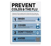 Flu Season Prevention Tips Poster School Nurse Wall Decor