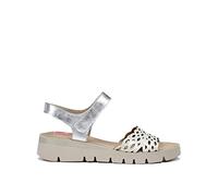 Fluchos | Sandalia de Mujer | TEXA F0834 Kafir Blanco | Sandalia de Piel acharolada | Cierre con Velcro | Piso PU