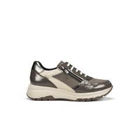 Fluchos - Sneakers,Zapato Deportivo Casual de Mujer con cuña,Cordones y Cremallera,Suela de Goma con cuña para: Mujer Color: Taupe Talla:36