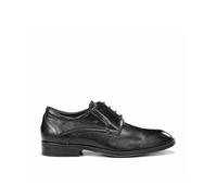 Fluchos Zapatos Derby de Cuero para Hombre, Negro | Cordones Clásicos, Suela de Goma, Estilo Formal, Punta Redonda, Uso Diario