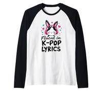 Fluent In K-POP Cute Bunny Música Coreana Corea Bunny Camiseta Manga Raglan