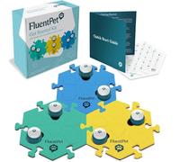 FluentPet Kit de botón parlante grabable para perros y gatos | Juego de botones parlantes para gatos y perros con 3 azulejos hexagonales y 67 calcomanías de palabras | 6 botones de perro parlante para