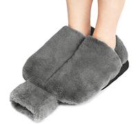 Flueyer Calentadores de pies con calefacción para mujeres y hombres, zapatillas de agua caliente de 2 l, antideslizante, almohadilla de calentamiento rápido, calentadores de pies, botas para cama,