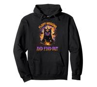 Fluff Around and Find out. Cat Humor Sarcasm Funny Halloween Sudadera con Capucha