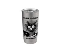 Fluff Around & Find Out Cat Humor Sarcastic Cat Lovers Funny Vaso térmico de acero inoxidable de doble pared
