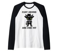Fluff Around Find Out Meowdy Cat Funny Cowboy Overstimulated Camiseta Manga Raglan