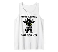 Fluff Around Find Out Meowdy Cat Funny Cowboy Overstimulated Camiseta sin Mangas