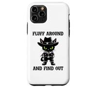 Fluff Around Find Out Meowdy Cat Funny Cowboy Overstimulated Carcasa para iPhone 11 Pro