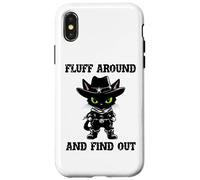 Fluff Around Find Out Meowdy Cat Funny Cowboy Overstimulated Carcasa para iPhone X/XS