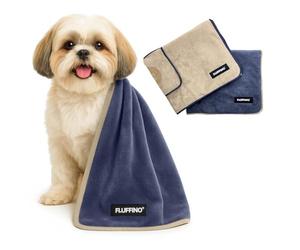 FLUFFINO® Juego de 2 Toallas para Perros de 90 x 50 cm para pequeñas y Medianas, Extremadamente absorbentes y Suaves, Lavables a máquina a 60 °C, Toalla de Microfibra de Secado rápido con 2 prácticos