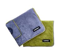 FLUFFINO® Toalla para Perros - Absorbente, Suave y Lavable (Paquete de 2, 90x50 cm, Gris y Verde, Lavable a 60 ° C) - Toalla de Microfibra de Secado rápido para Perros pequeños y medianos