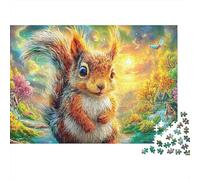 Fluffy Ardilla en un Bosque mágico Puzzle De 1000 Piezas Adorable Ardilla Elemento Esencial para Las Noches De Juegos En Familia, Adultos Y Niños 70x50cm/1000pcs