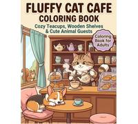 Fluffy Cat Cafe Coloring Book: Cozy Teacups, Wooden Shelves, Pastries, Cushions, and Cute Animal Guests for Adults