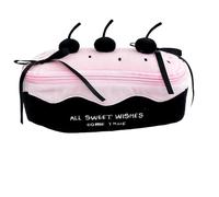 Fluffy Cherry Cake Kawaii - Estuche para lápices 2 en 1 de gran capacidad y bolsa de cosméticos, Black, Niños