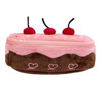 Fluffy Cherry Cake Kawaii - Estuche para lápices 2 en 1 de gran capacidad y bolsa de cosméticos, Brown, Niños