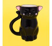 Fluffy Dreams - Taza grande de cerámica con diseño de gato en 3D, color negro y rosa, pintada a mano, para los amantes de los gatos, té, bebidas en caja de regalo