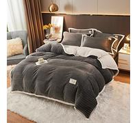 Fluffy Elegant Elegant Colder Cover Set para Camas Sofá, Luxury Warm Landing Blanket Acogedor Seta de Tapa de núveto Lavable (Color: Gris Claro, tamaño: Rey 4pcs)