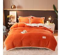Fluffy Elegant Elegant Colder Cover Set para Camas Sofá, Luxury Warm Landing Blanket Cozy Divet Set Comfy Lavable (Color: Naranja, tamaño: Queen 4pcs)