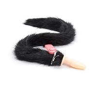 Fluffy Fox Tail Amal Plug Six Toy Juego De Roles Consolador Tail Bútt Plug Cosplay Prop Sixy Romance Juegos Juguetes,Negro