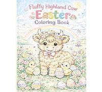 Fluffy Highland Cow Easter Coloring Book
