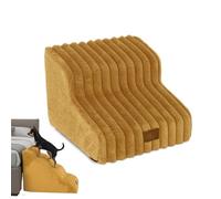 Fluffy Plush Dog Stairs for High Bed, 35° Slope Pet Ramp for Small Senior Dogs, Non-Slip High Resilience Sponge Ottoman Step, Removable Washable Cover, Supports 66lbs (Khaki,2 Layer)