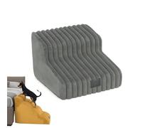 Fluffy Plush Dog Stairs for High Bed, 35° Slope Pet Ramp for Small Senior Dogs, Non-Slip High Resilience Sponge Ottoman Step, Removable Washable Cover, Supports 66lbs (Gray,2 Layer)