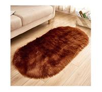 Fluffy Soft Faux Lambskin RugWashable Oval Carpet for Living Room Kids' Room & OfficeCozy Durable Stylish Home Decor Accent Rug
