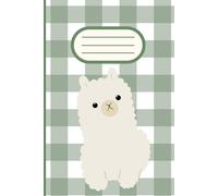 Fluffy White Alpaca / Llama with Green Checkered Background: Lined Notebook / Journal With 120 Pages