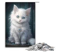 Fluffy White Kitty 09 Rompecabezas de 1000 Piezas para Adultos Rompecabezas para Regalos Adecuado para Adolescentes de 14 años en adelante 1000 Piezas