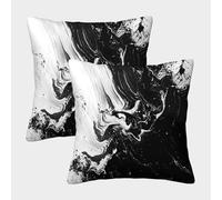 Fluid Art - Juego de 2 fundas de cojín cuadradas en blanco y negro para sofá, sala de estar, sofá, dormitorio, con cremallera invisible, decorativas, suaves, 50 x 50 cm