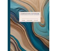 Fluid Harmony Composition Notebook | Elegant College-Ruled Notebook: Marbled Wave Design in Teal, Navy Blue, and Beige | 110 Pages | 7.5" x 9.25" | Perfect for Students, Artists, and Creatives