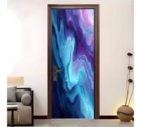 Fluido Azul Arte Adhesivo decorativo para Puerta, Morado 3D PVC Autoadhesivo Rxtraíble Pegatinas Puertas para Dormitorio, Cuarto de Baño, Habitación Infantil 77x200 cm