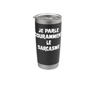 Fluido en el sarcasmo francés divertido cita para los amantes del humor seco Vaso térmico de acero inoxidable de doble pared