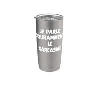 Fluido en el sarcasmo francés divertido cita para los amantes del humor seco Vaso térmico de acero inoxidable de doble pared