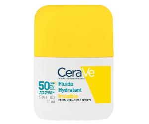 Fluido hidratante invisible CeraVe Suncare SPF 50 de alta protección para el rostro, 50 ml.