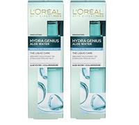 Fluido hidratante L'Oréal Paris, agua de aloe Hydra Genius, hidratación y frescura, para pieles normales a secas, con agua de aloe y ácido hialurónico, 70 ml (Paquete de 2)